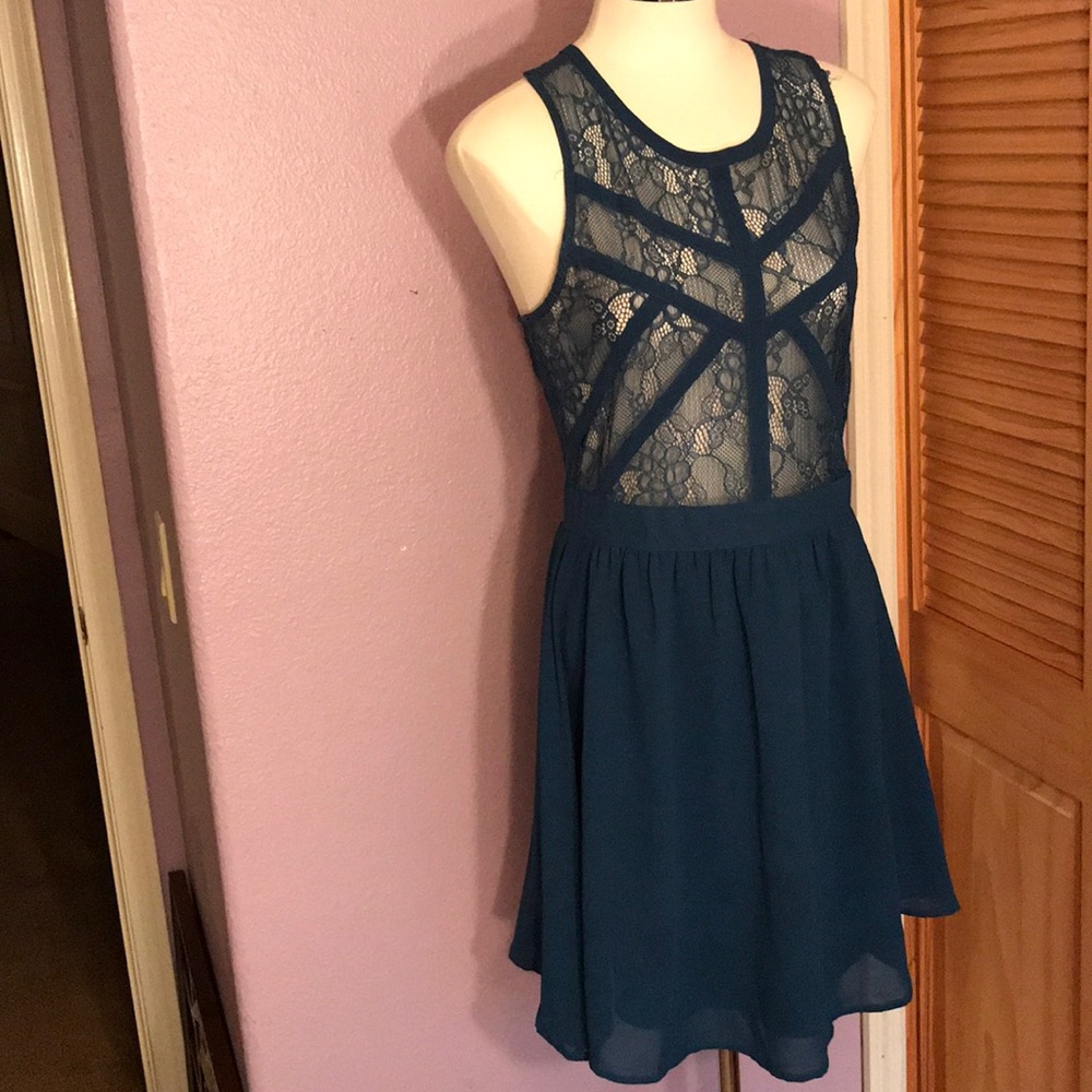 Blue lace A frame dress